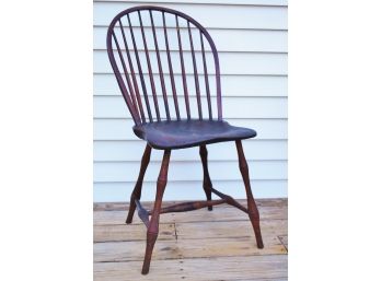 Early 1800's Solid Plank Seat Windsor Bowback Side Chair W/Original Finish! LOCAL PICKUP Or UPS STORE SHIPPING