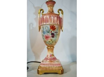 Antique Beckwith China / Porcelain Lamp W/ Handpainted Urn  Vase Base WORKS