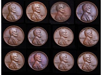 Lot Of 12 Lincoln Wheat Cents Pennies 1941  1941-D  1944  1945  1945-S 1953 (knp2)