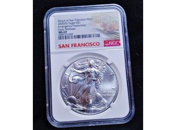 2020-S American Silver Eagle NGC Graded MS 69 PROOF .999 Silver 1 Oz. Silver Dollar (stp4)