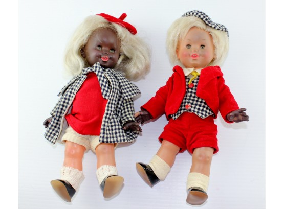 2 Furga Dolls, 11 Inch Rubber , It Is Losing Its Color, Beautifully Dressed