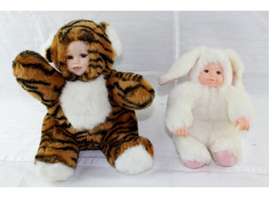 2 Stuffed,  Anne Geddes Rabbit And No Name Tiger