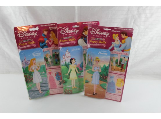 Lot Of 3 Disney Princess Magnetic Paper Dolls In Unwrapped Tins