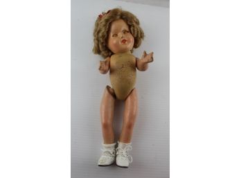 Shirley Temple Doll, Jointed Arms, Shoes And Socks Only, 13in Open / Close Eyes, Composition Doll