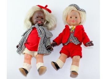 2 Furga Dolls, 11 Inch Rubber , It Is Losing Its Color, Beautifully Dressed