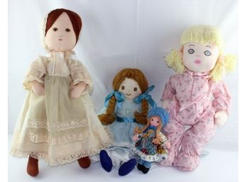 Lot Of 4, Handmade 3 Large Soft Body – Embroidery Faces — 9 Inch Holly Hobbie – Well Made -