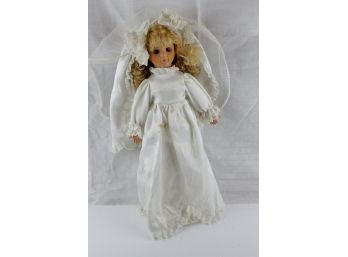 Sugarloaf Bride Doll, 16 Inch Soft Body, Vinyl Face, Stain On Dress