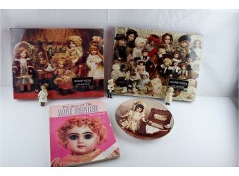 Lot Of 7, 2 Jigsaw Puzzles, 3 Ornaments, The Best Of The Doll Reader, And 1 Gorham 1985 Yesteryears Plate