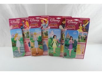 Lot Of 4, Disney Princess, Magnetic Paper Dolls, Snow White, Cinderella, Beauty And The Beast, Sleeping Beauty
