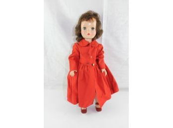 Binnie Walker Doll, Madame Alexander, Red Dress & Binnie Walker Red Coat 14.5in, Hard Plastic Vintage 1950's