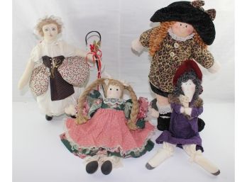 Lot Of 4 Dolls Clothes, 17 In Animal Print, 15 In Doll With Hook Embroidery Face