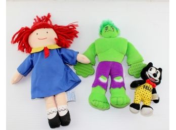 Lot Of 3, Madeline By Eden, Felix The Cat, Incredible Hulk Baby Toy