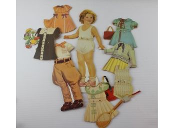 Shirley Temple Wooden Paper Doll Set, Pegs Still Attached, Doll Is 12 Inches