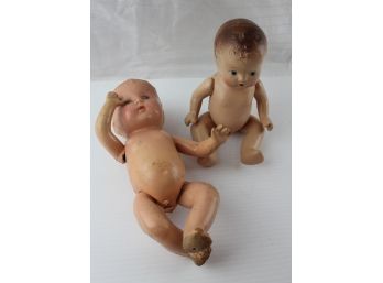 Lot Of Two Composite Dolls 18 And 19 In, Jointed Shoulders And Hips