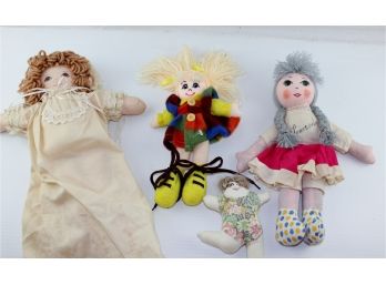 4 Soft Body Dolls, Multicolored Jacket- Embroidered Face