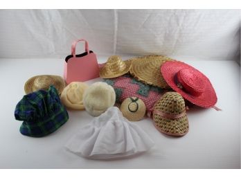 Group Of Accessories Including Hats, A Purse And Placemats