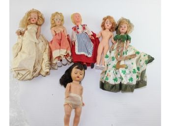 Lot Of 6 Small Plastic Dolls All 7 To 8 In