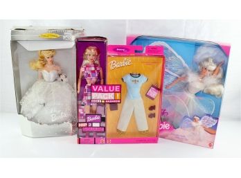 3 Barbies, Hip To Be Square 28313, Wedding Day 17119,  Angel Princess 15911