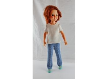 Crissy Doll 1966 Knob Works With Red Rooted Hair, 18 In By Ideal, Open And Close Eyes, Arms And Legs Move