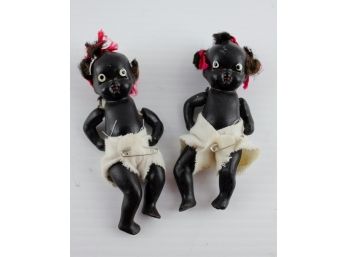 Bisque Black Babies With Strung Arms And Legs, Very Precious
