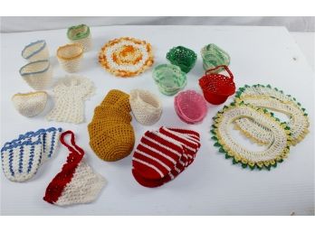 Lot Of Homemade Crocheted Items