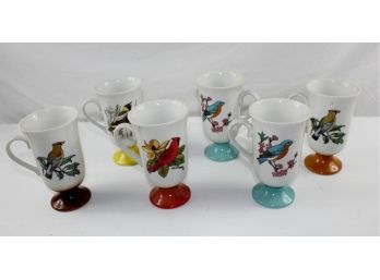 Set Of 6 Ceramic Bird Mugs