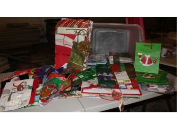 Tote Full Of Nice Christmas Sacks, Bags, Tissue Paper