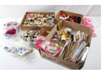 Lot Of Misc Craft And Sewing Supplies, Lots Of Old Sewing Kits, Dritz Eyelet  And Snapper Plier Kit