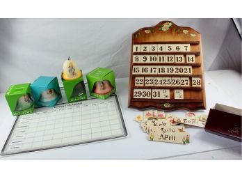 Wooden Calendar # 1 - Wipe Off Weekly And Daily Planner, 4 Anri Bells 1976 - 1979