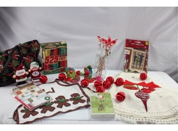 Christmas Miscellaneous — Bag, Ribbon, Red Ball Ornaments, Skirt, Apron, Sequin Ornaments