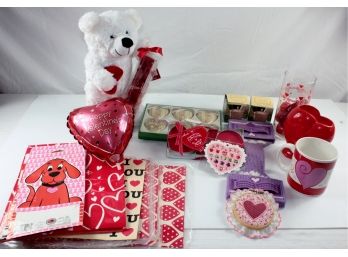 Valentine Grouping - Teddy Bear With Soap, Gift Bags, Wrapping Paper, OXO Soap, Candles