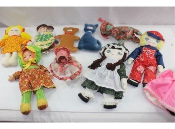 Artist Dolls &  1 Horsman Doll, Wooden Set With Clothes