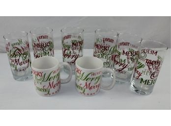 8 Piece Christmas Glassware Set  * Not Pictured But Now 7 Mugs And 6 Glasses