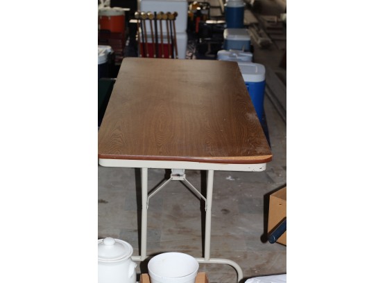 6 Foot Folding Table, Beige Frame