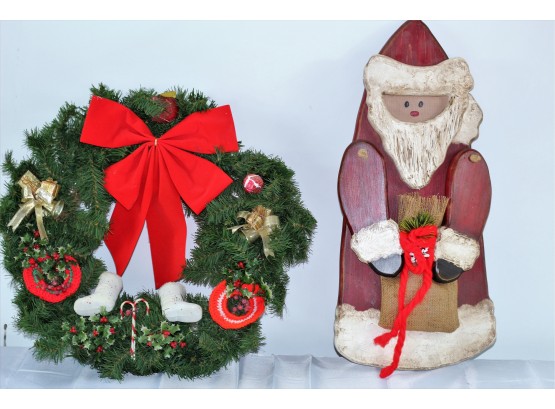 Santa Claus And Wreath