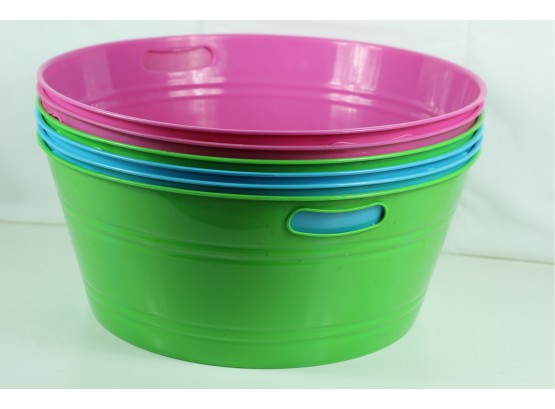 6 Party Tubs, Pink, Green, Blue