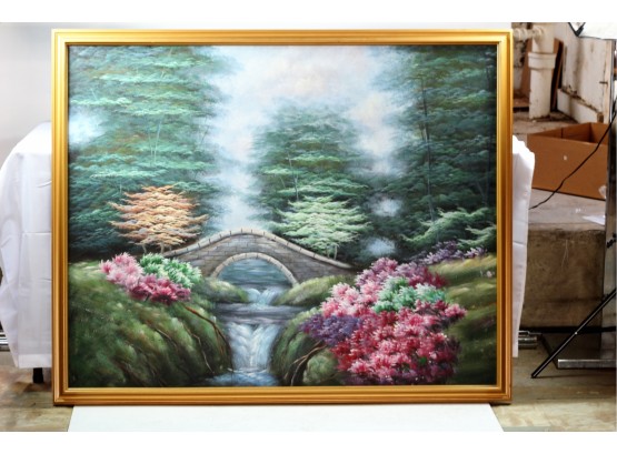 Bridge And Waterfall Canvas Print