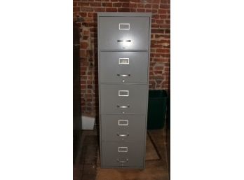 5 Drawer Metal File Cabinet 59.5 In Tall, Few Dents On Side