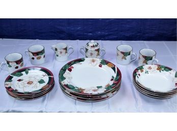 Magnolia China- Set Of 4 Plates, 4 Salad Plates, 4 Bowls & 4 Cups