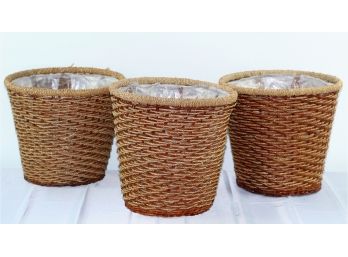 Three Identical Flower Baskets 11 In High