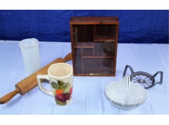 Shadow Box, Rolling Pin, Apple Slicer, Tupperware Syrup Holder