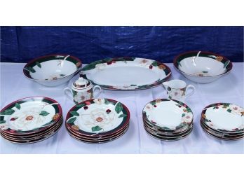 Magnolia China- 9 Plates, 9 Saucers, 2 Bowls, 1 Platter