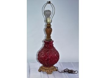 Red Glass Lamp Without Shade