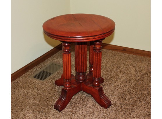 Antique Piano Stool. 17' High, 14' Diameter, It Is Missing The Spiral Height Adjuster.