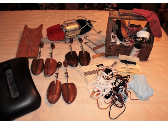 Electric Dremel Shoe Shiner, Shoe Shine Box And Supplies, Box Of Shoe Stretchers
