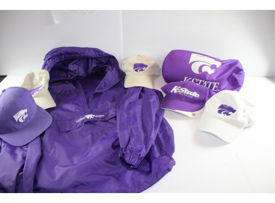 K-State Lot 2 - XL Jacket, 5 Hats And Button
