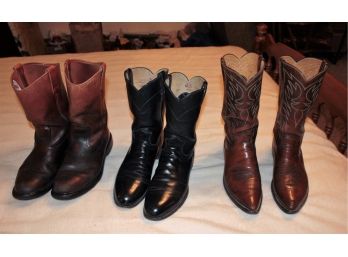 3 Pair Cowboy Boots Size 10.5