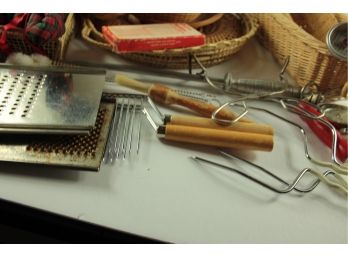 Misc,, Pastry Cutter, Angel Food Cake Cutters, Baskets, Miscellaneous Utensils, Meat Thermometer, Graters