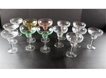 13 Margarita Glasses 9 Clear, 4 Colored