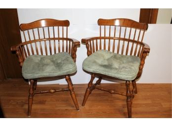 2 Wood Spindle Chairs, 33 Inch High